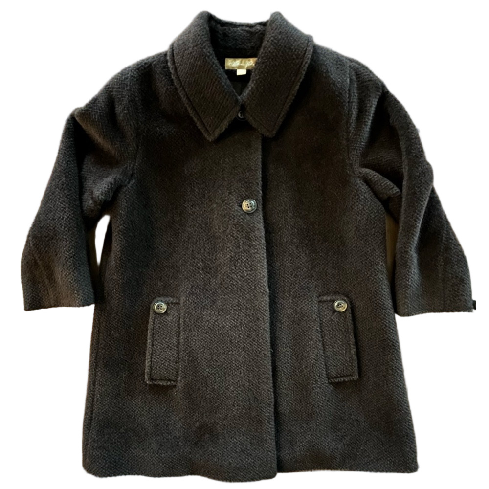 Katherine Kelly Wool Alpaca Collared Button Front Long Coat Brown Size 12 - Picture 9 of 15